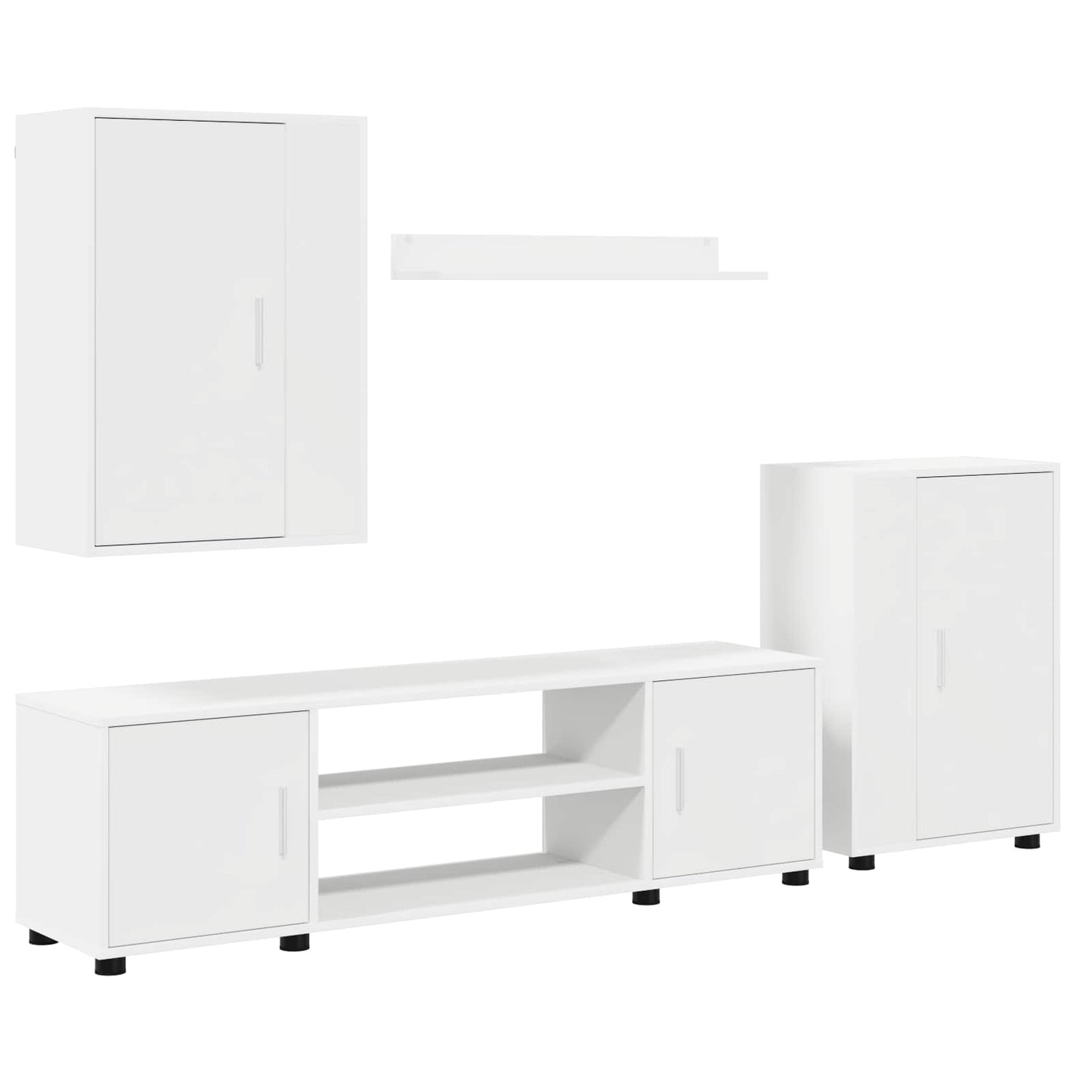 vidaXL TV Cabinet Set Wall-mounted 4 pcs White Engineered wood