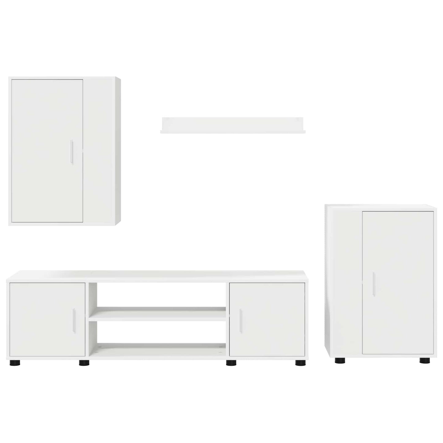 vidaXL TV Cabinet Set Wall-mounted 4 pcs White Engineered wood