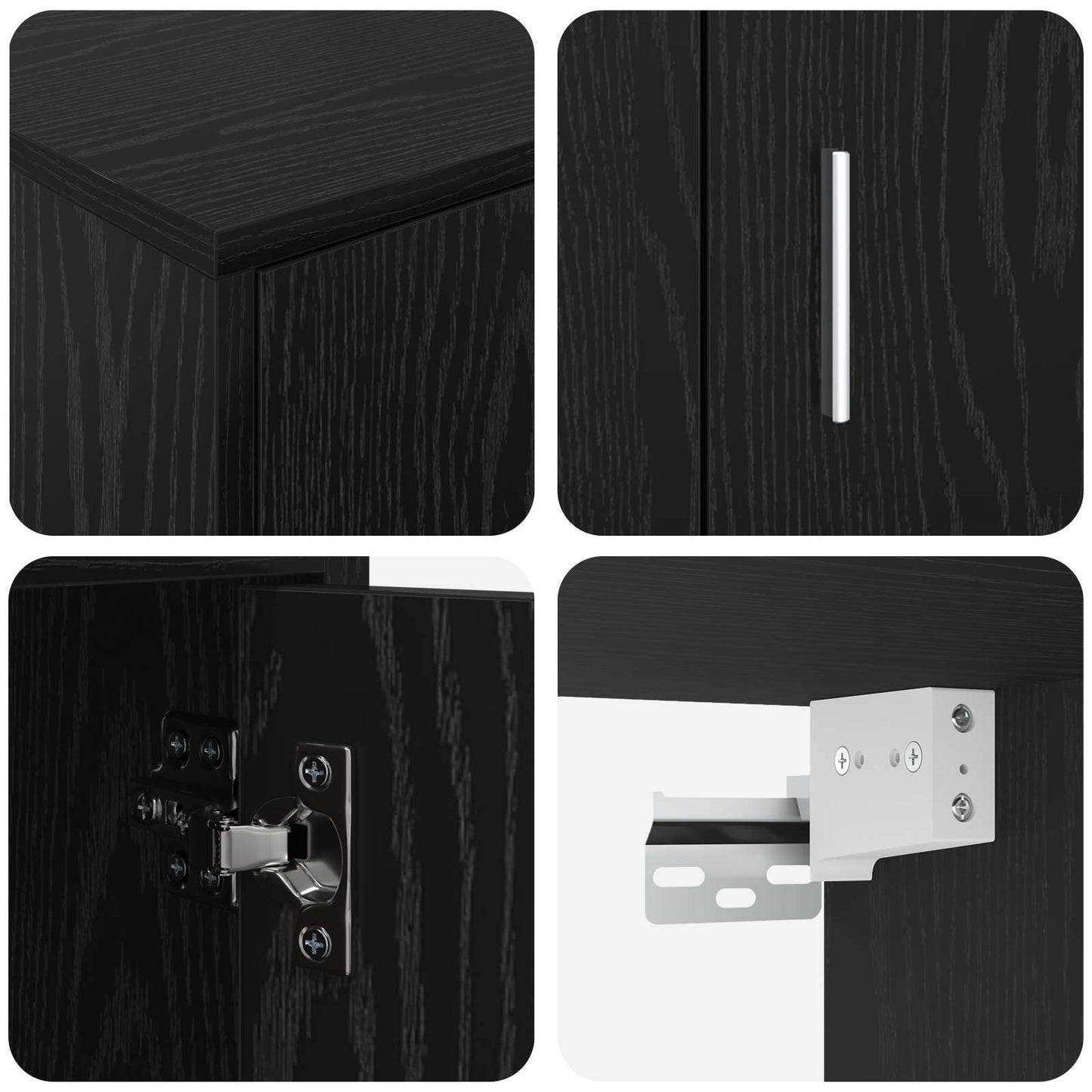 vidaXL TV Cabinet Set Wall-mounted 4 pcs Black Oak Engineered wood