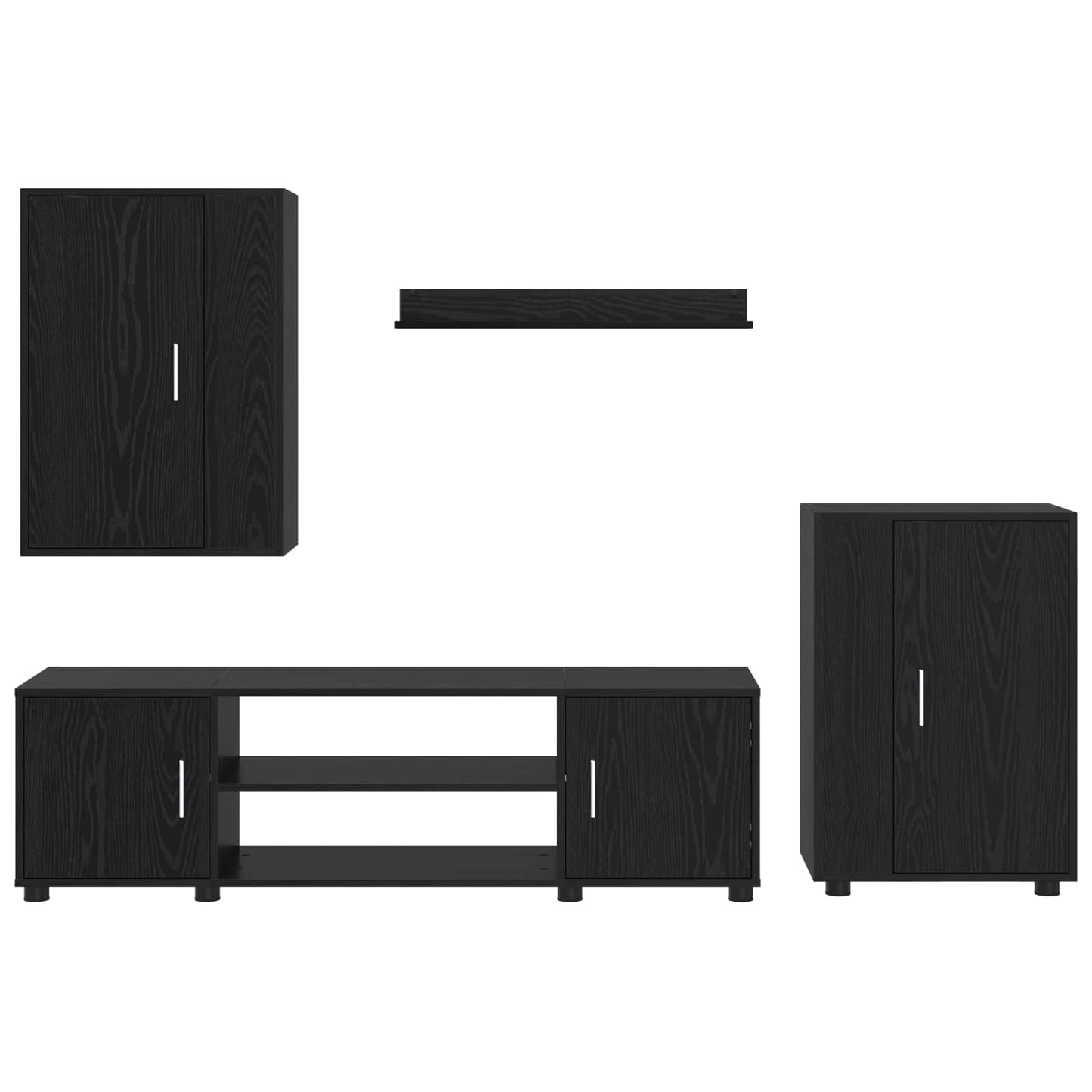 vidaXL TV Cabinet Set Wall-mounted 4 pcs Black Oak Engineered wood