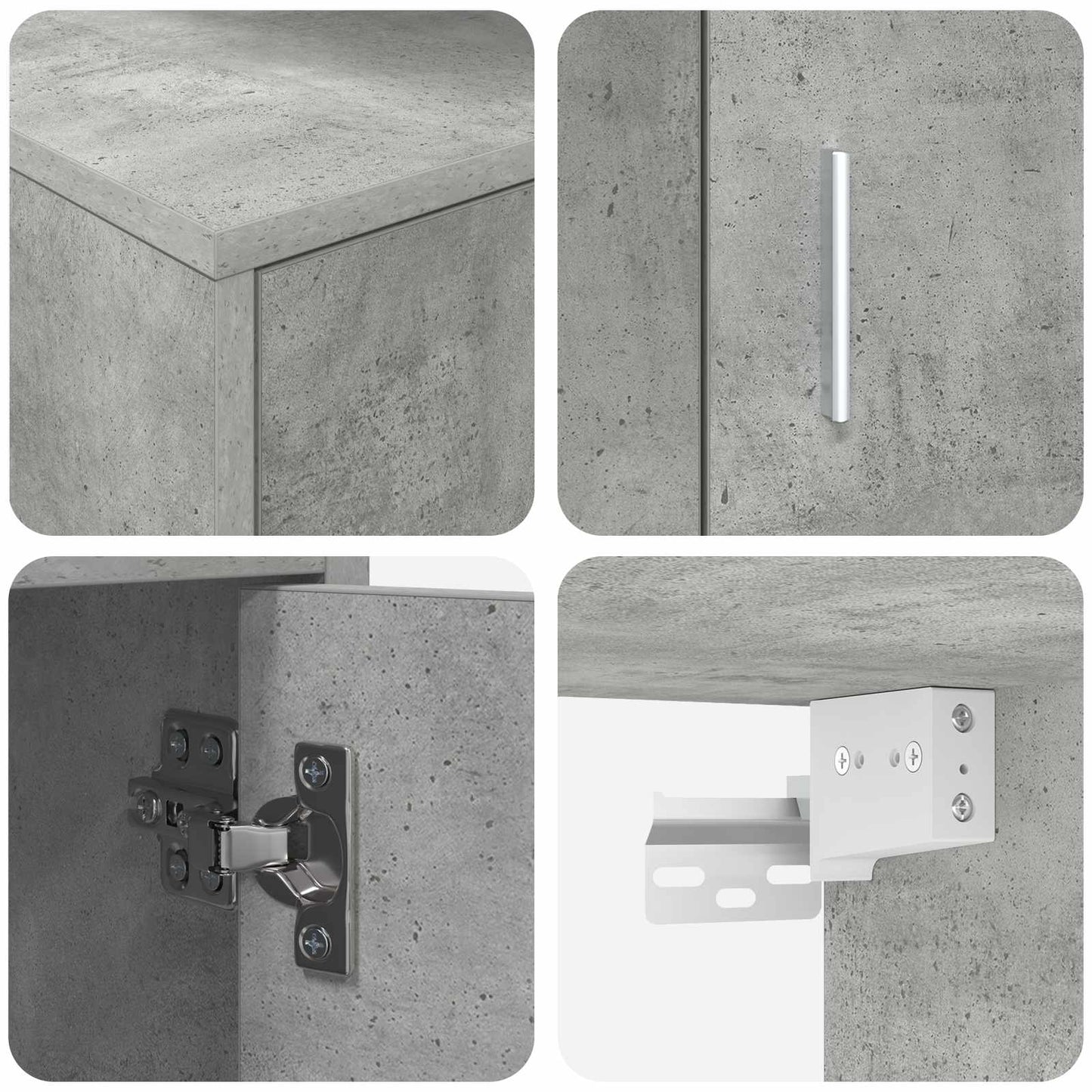 vidaXL TV Cabinet Set Wall-mounted 4 pcs Concrete Grey Engineered wood