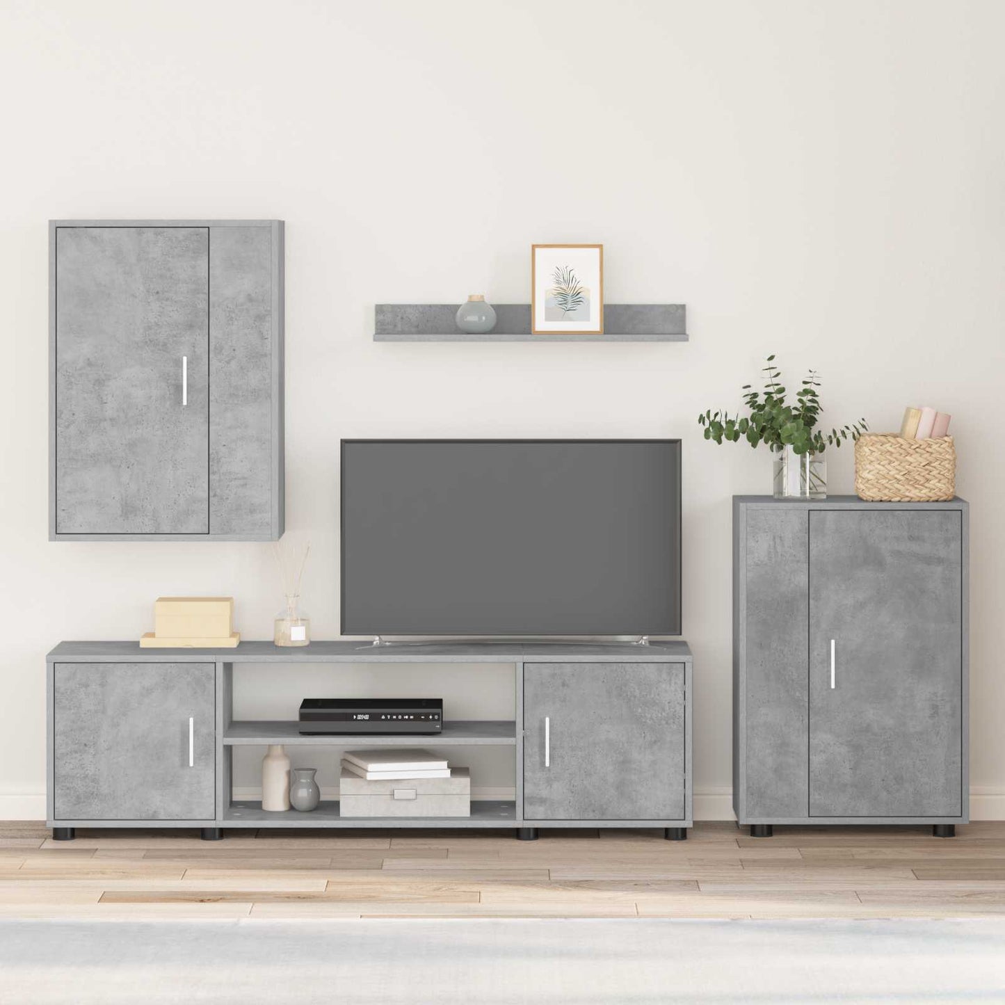 vidaXL TV Cabinet Set Wall-mounted 4 pcs Concrete Grey Engineered wood