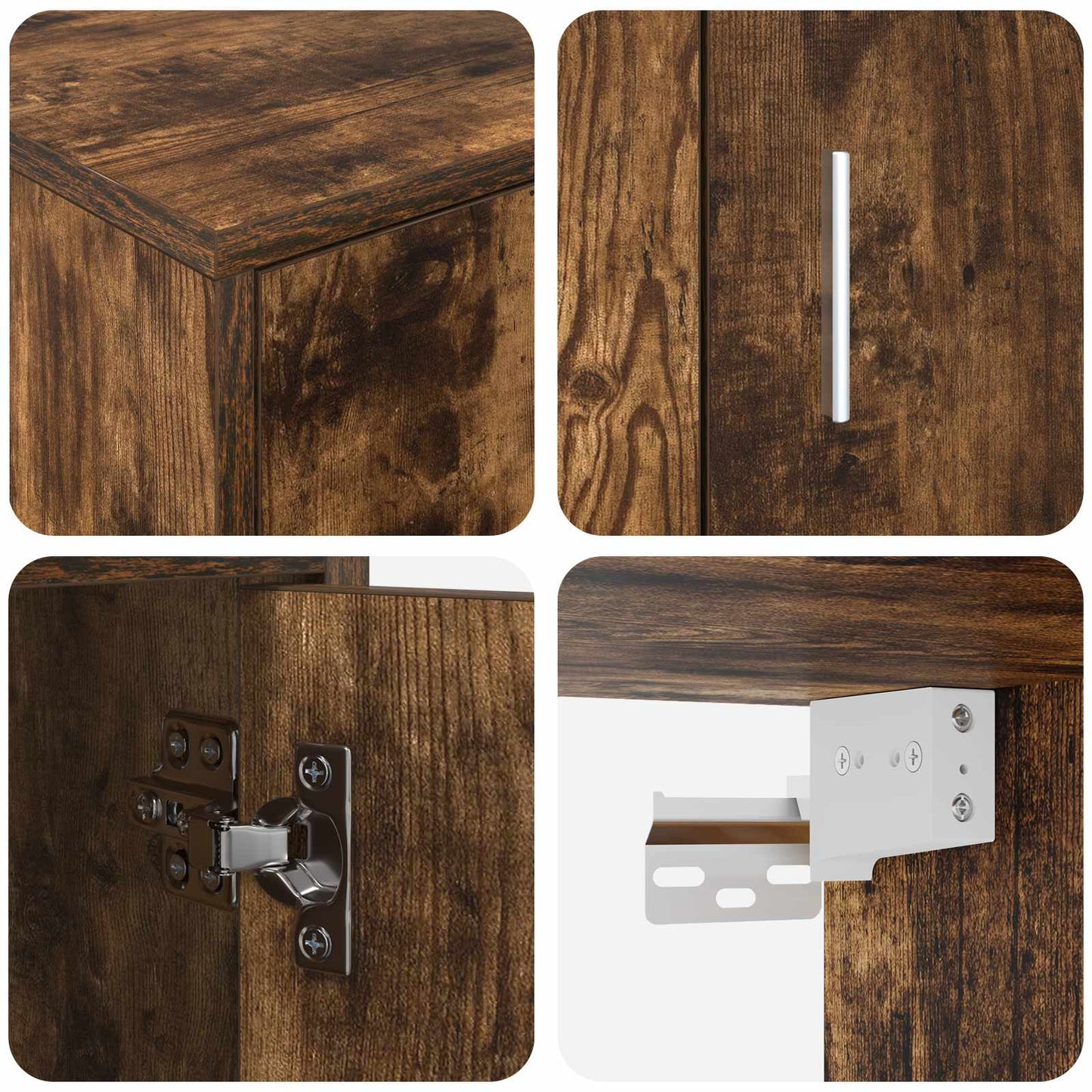 vidaXL TV Cabinet Set Wall-mounted 4 pcs Somoked Oak Engineered wood