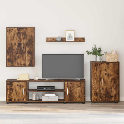 vidaXL TV Cabinet Set Wall-mounted 4 pcs Somoked Oak Engineered wood