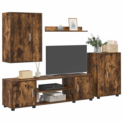 vidaXL TV Cabinet Set Wall-mounted 4 pcs Somoked Oak Engineered wood