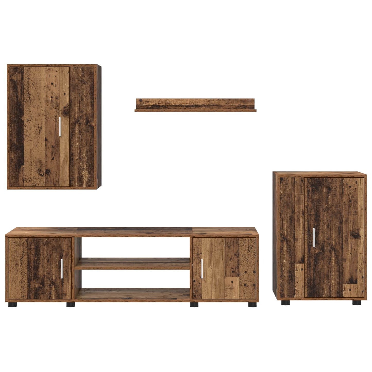 vidaXL TV Cabinet Set Wall-mounted 4 pcs Old Wood Engineered wood