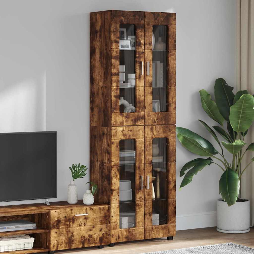 vidaXL Highboard FLORIN 60 x 35 x 182 cm Smoked Oak Engineered Wood