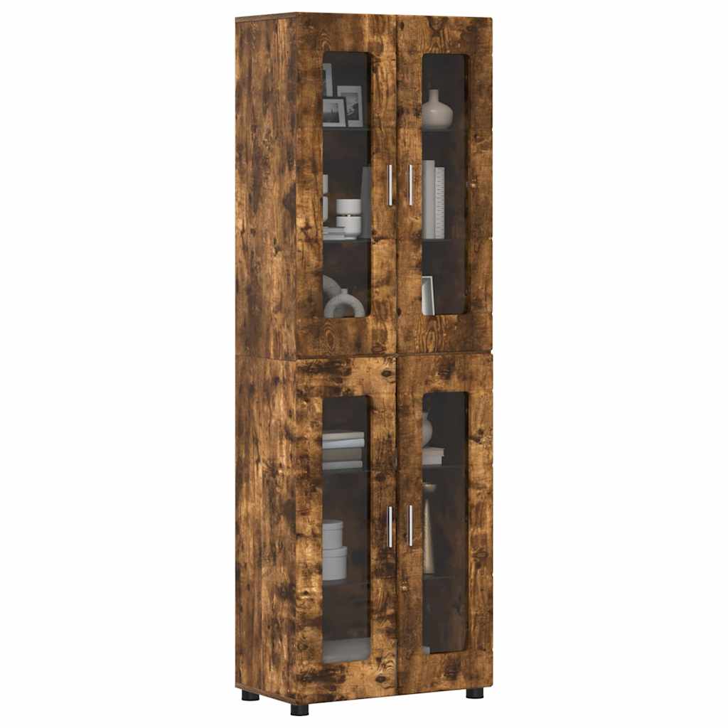 vidaXL Highboard FLORIN 60 x 35 x 182 cm Smoked Oak Engineered Wood
