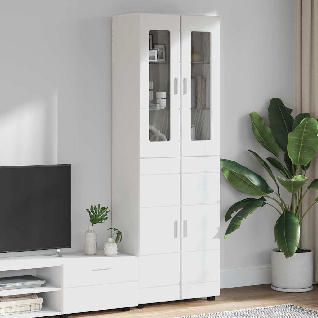 vidaXL Highboard FLORIN 60 x 35 x 182 cm White Engineered Wood