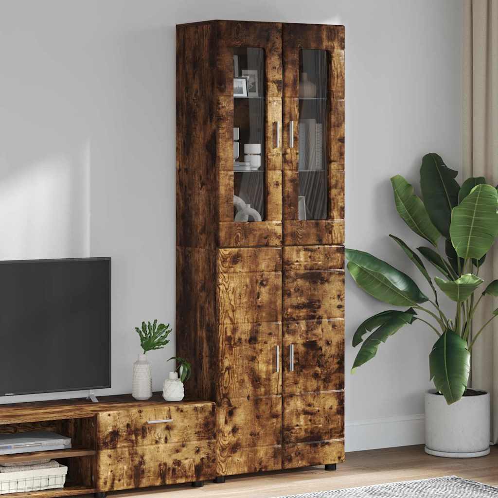 vidaXL Highboard FLORIN 60 x 35 x 182 cm Smoked Oak Engineered Wood