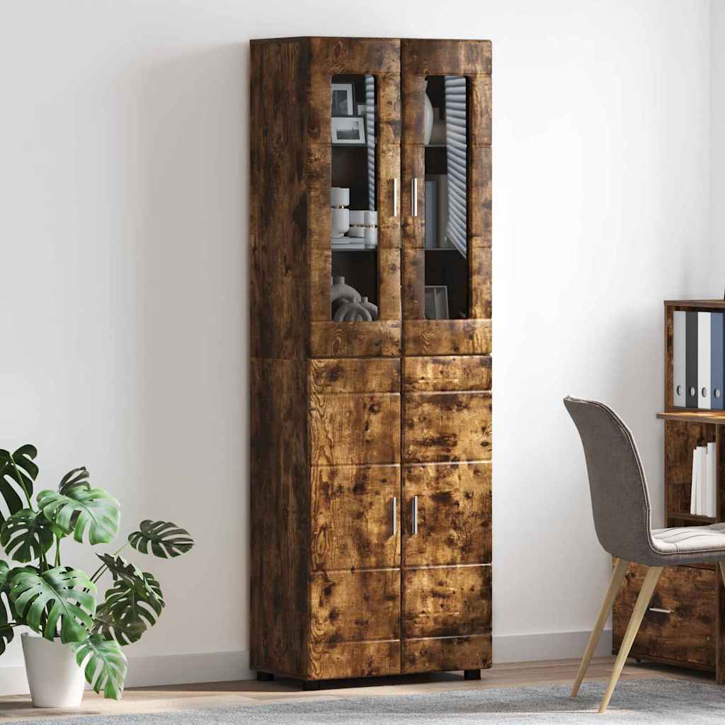 vidaXL Highboard FLORIN 60 x 35 x 182 cm Smoked Oak Engineered Wood
