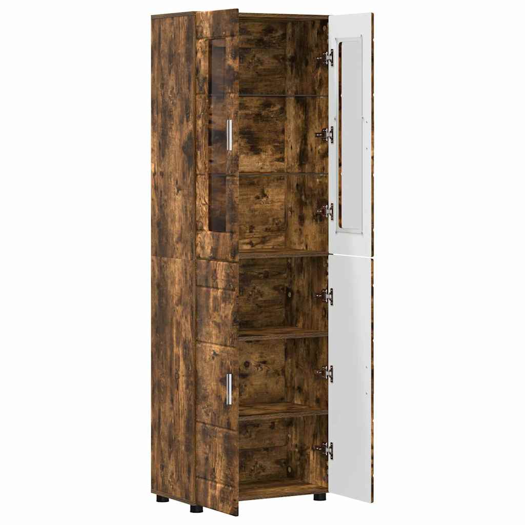vidaXL Highboard FLORIN 60 x 35 x 182 cm Smoked Oak Engineered Wood