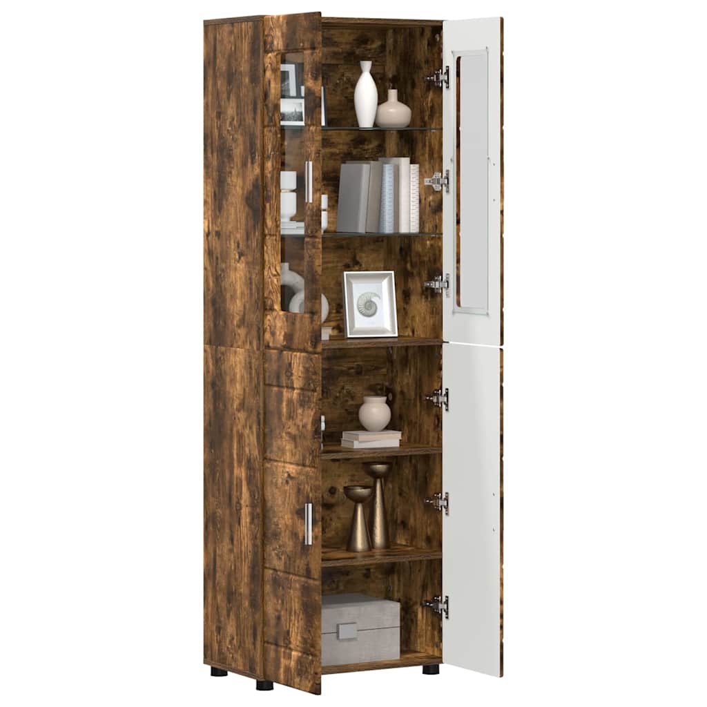 vidaXL Highboard FLORIN 60 x 35 x 182 cm Smoked Oak Engineered Wood
