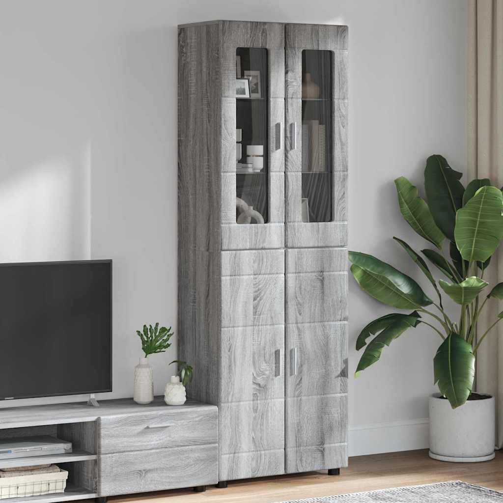 vidaXL Highboard FLORIN 60 x 35 x 182 cm Grey Sonoma Engineered Wood