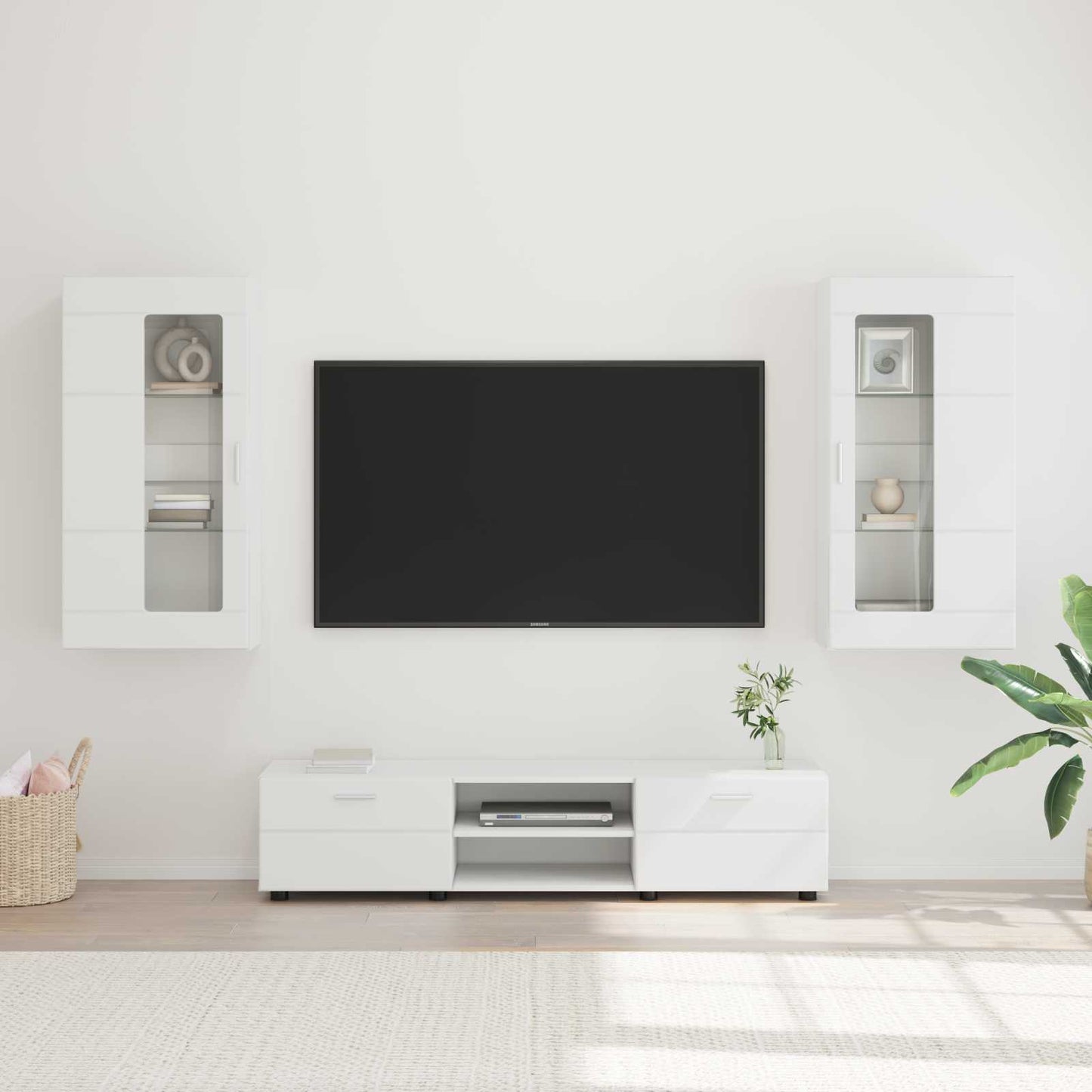 vidaXL TV Cabinet Set with Drawer FLORIN 3 pcs White Engineered Wood