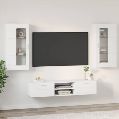 vidaXL TV Cabinet Set with Drawer FLORIN 3 pcs White Engineered Wood
