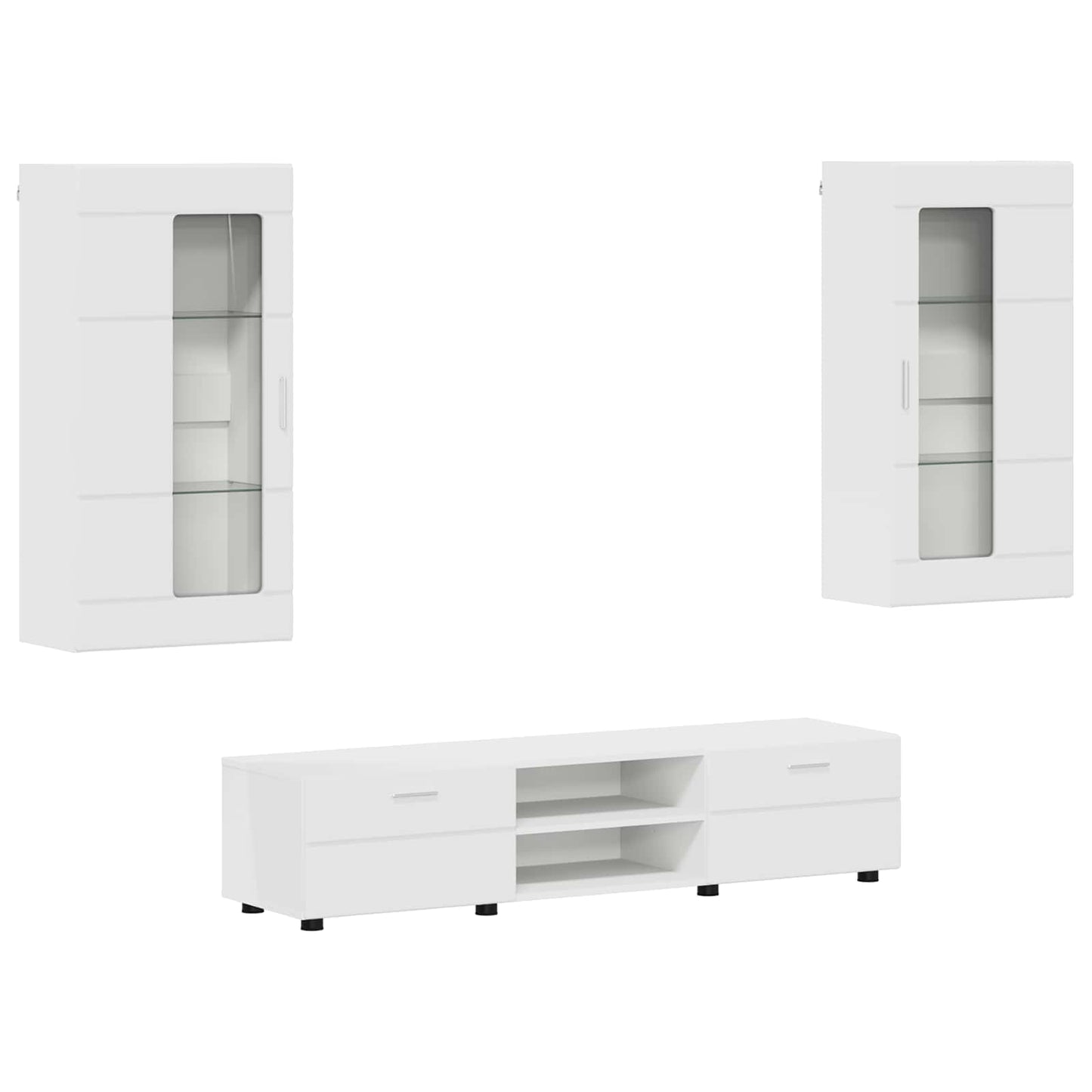 vidaXL TV Cabinet Set with Drawer FLORIN 3 pcs White Engineered Wood
