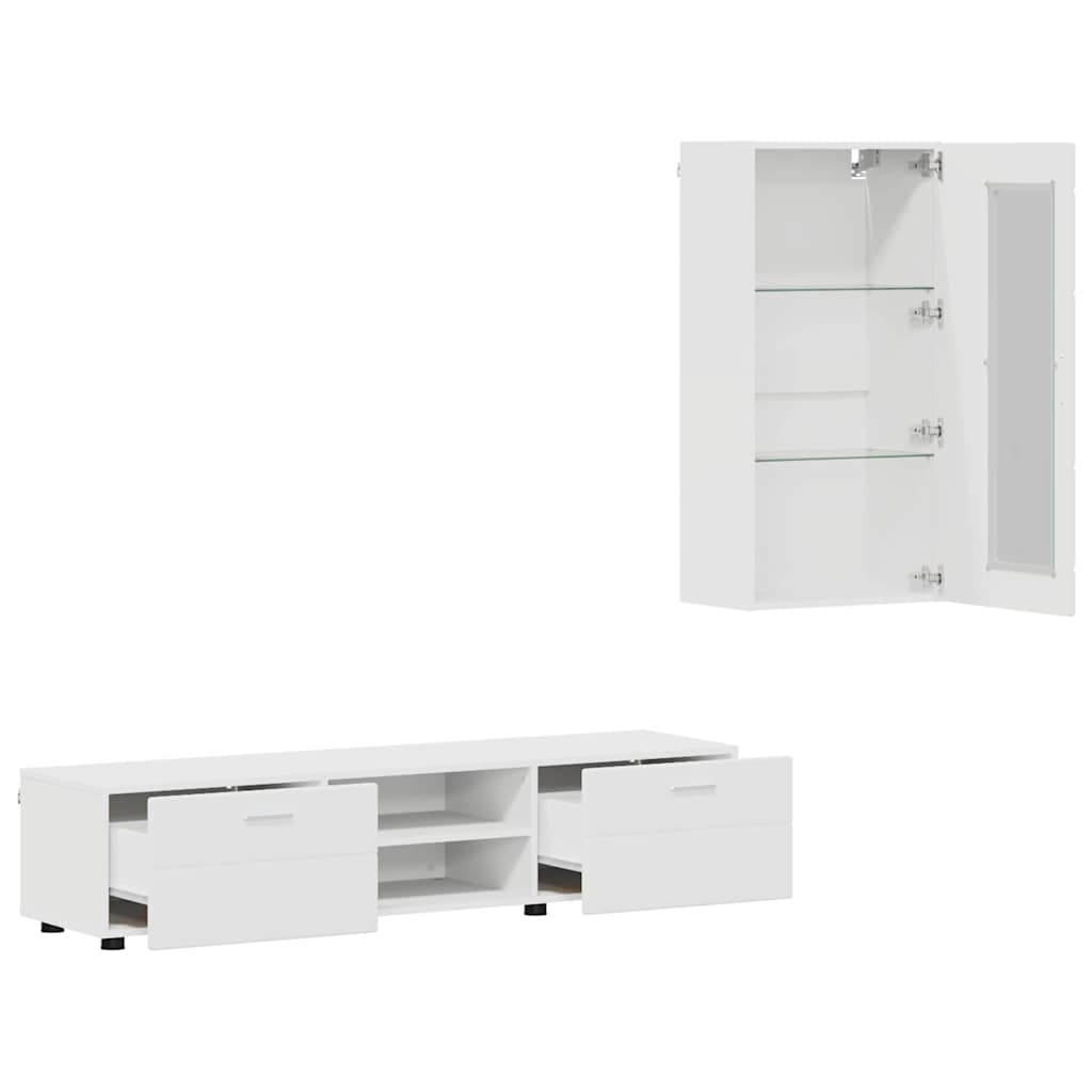 vidaXL TV Cabinet Set with Drawer FLORIN 3 pcs White Engineered Wood