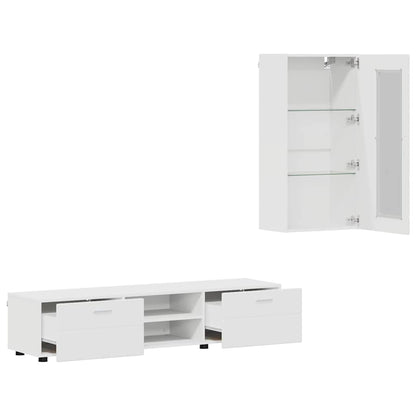 vidaXL TV Cabinet Set with Drawer FLORIN 3 pcs White Engineered Wood