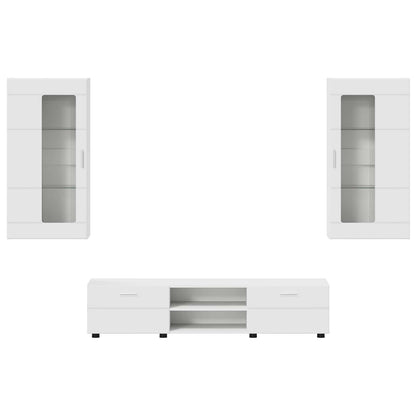 vidaXL TV Cabinet Set with Drawer FLORIN 3 pcs White Engineered Wood