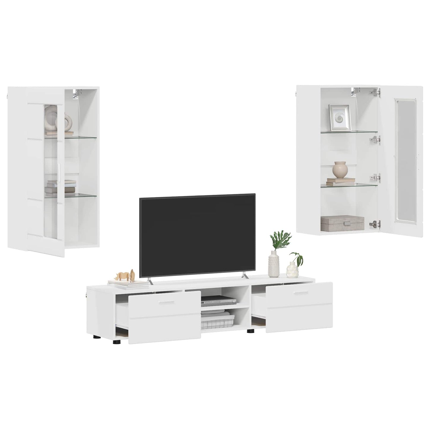 vidaXL TV Cabinet Set with Drawer FLORIN 3 pcs White Engineered Wood