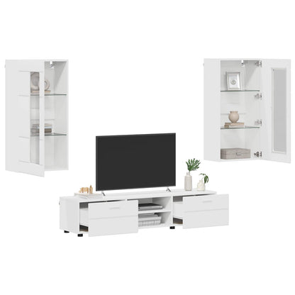 vidaXL TV Cabinet Set with Drawer FLORIN 3 pcs White Engineered Wood