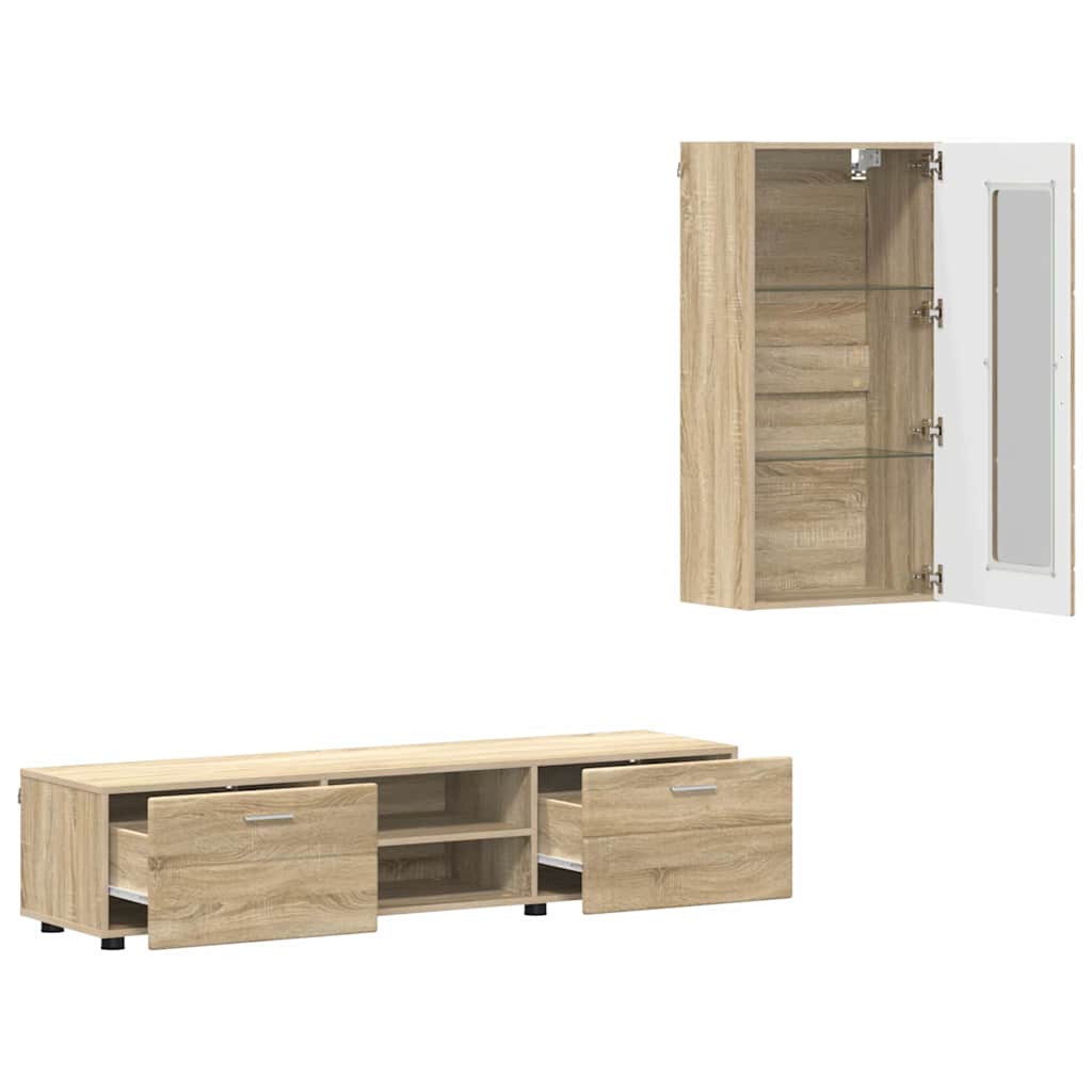 vidaXL TV Cabinet Set FLORIN 3 pcs Sonoma Oak Engineered Wood