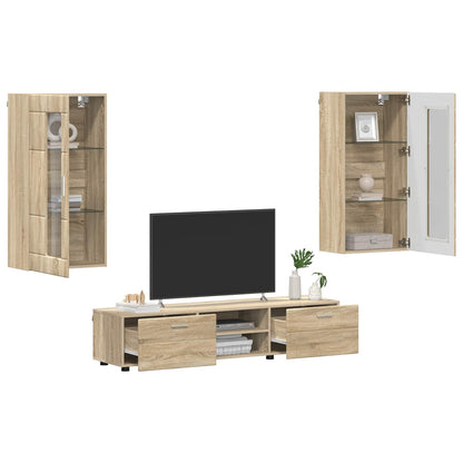 vidaXL TV Cabinet Set FLORIN 3 pcs Sonoma Oak Engineered Wood