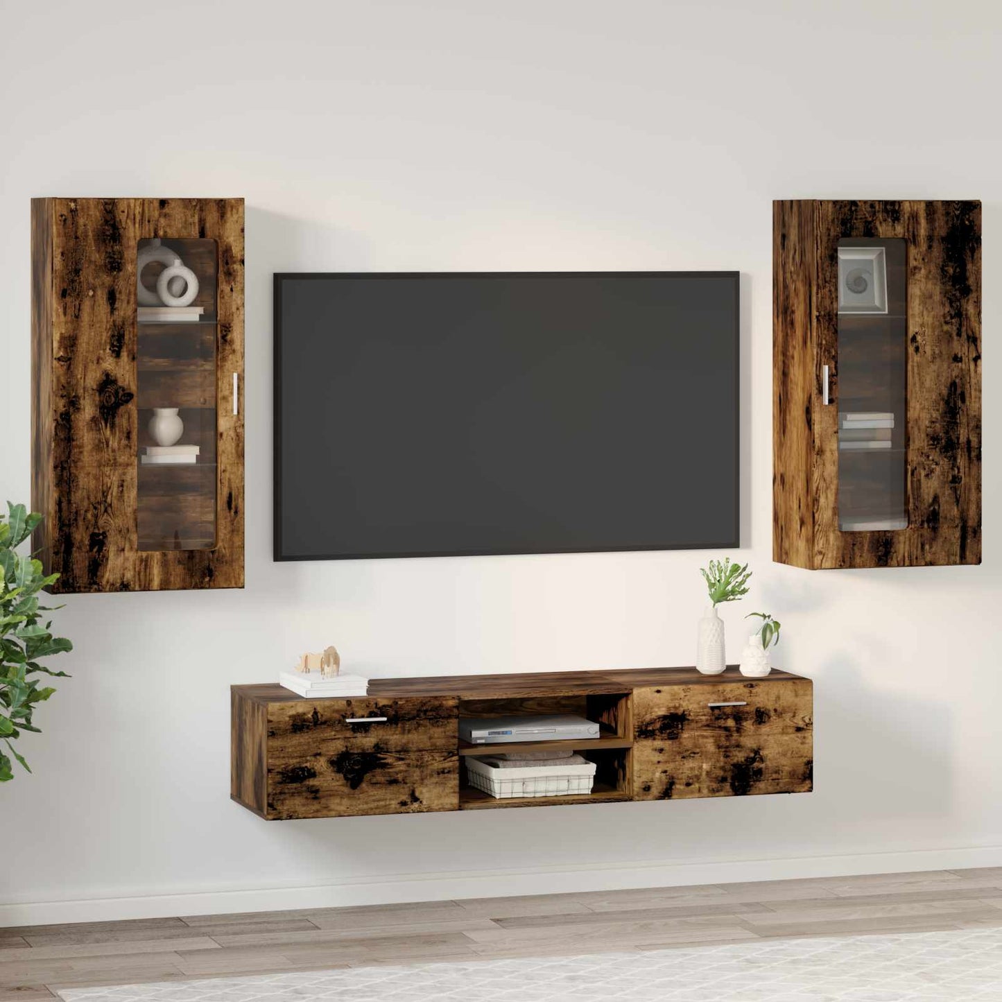 vidaXL TV Cabinet Set FLORIN 3 pcs Smoked Oak Engineered Wood
