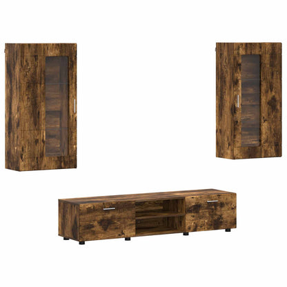 vidaXL TV Cabinet Set FLORIN 3 pcs Smoked Oak Engineered Wood