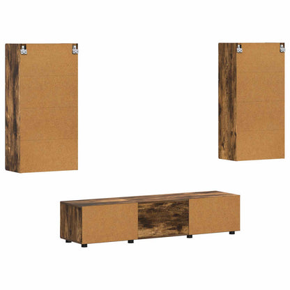 vidaXL TV Cabinet Set FLORIN 3 pcs Smoked Oak Engineered Wood
