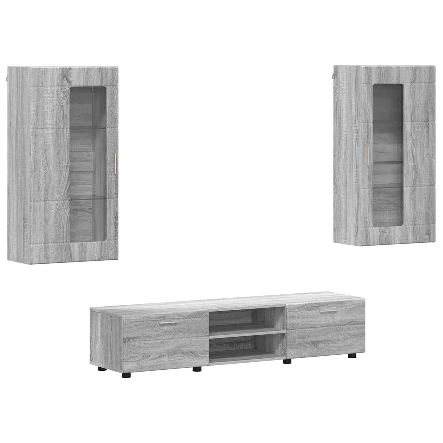 vidaXL TV Cabinet Set FLORIN 3 pcs Grey Sonoma Engineered Wood