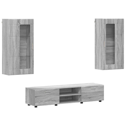 vidaXL TV Cabinet Set FLORIN 3 pcs Grey Sonoma Engineered Wood