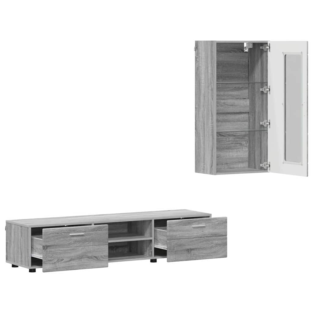 vidaXL TV Cabinet Set FLORIN 3 pcs Grey Sonoma Engineered Wood