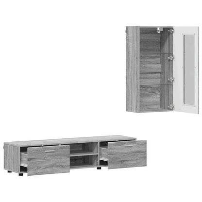 vidaXL TV Cabinet Set FLORIN 3 pcs Grey Sonoma Engineered Wood
