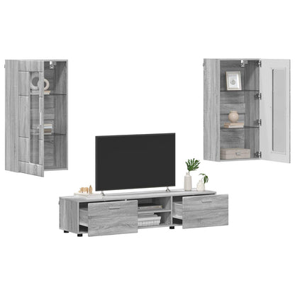 vidaXL TV Cabinet Set FLORIN 3 pcs Grey Sonoma Engineered Wood