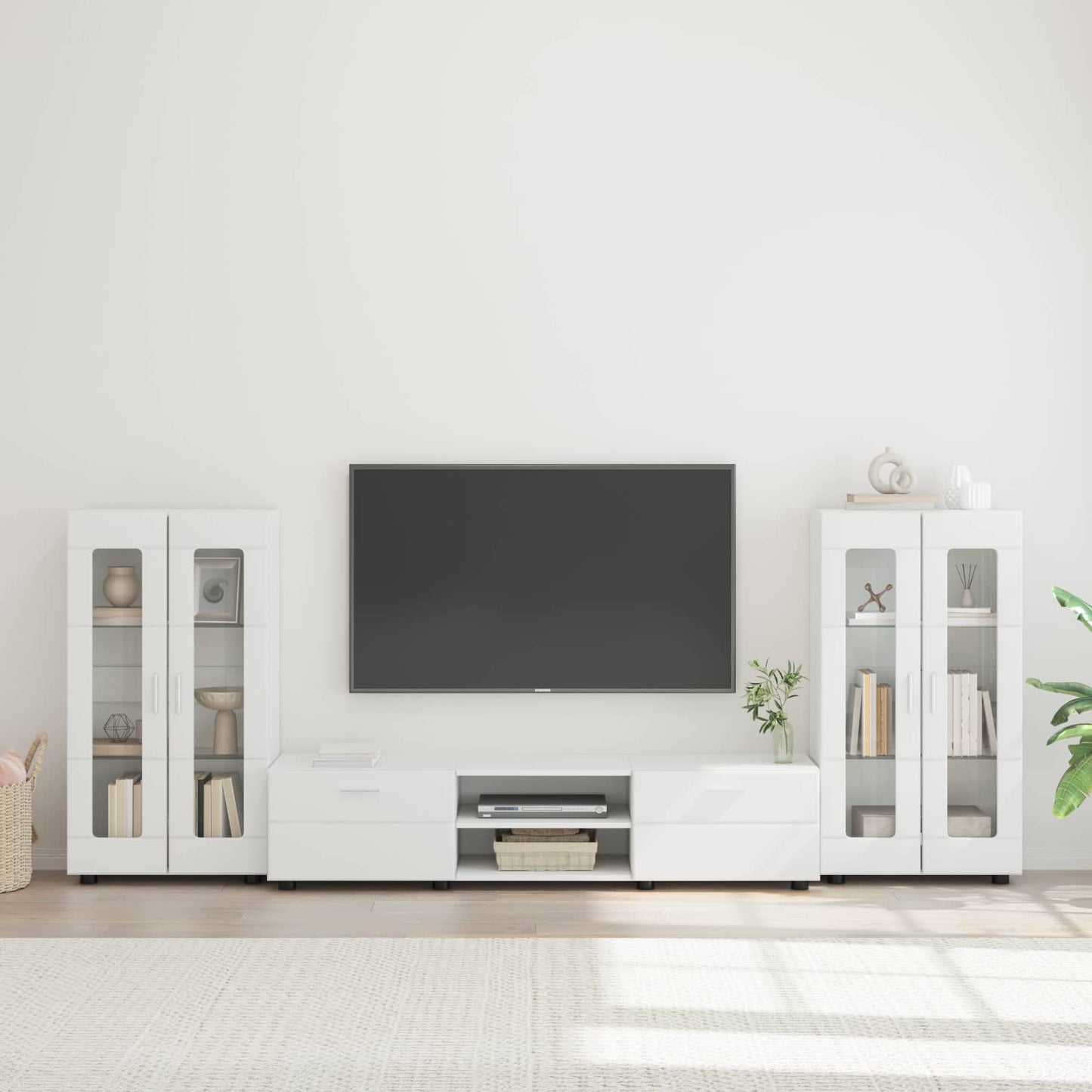 vidaXL TV Cabinet Set with Drawer FLORIN 3 pcs White Engineered Wood