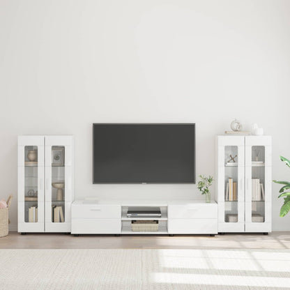 vidaXL TV Cabinet Set FLORIN 3 pcs High Gloss White Engineered Wood