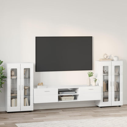 vidaXL TV Cabinet Set FLORIN 3 pcs High Gloss White Engineered Wood