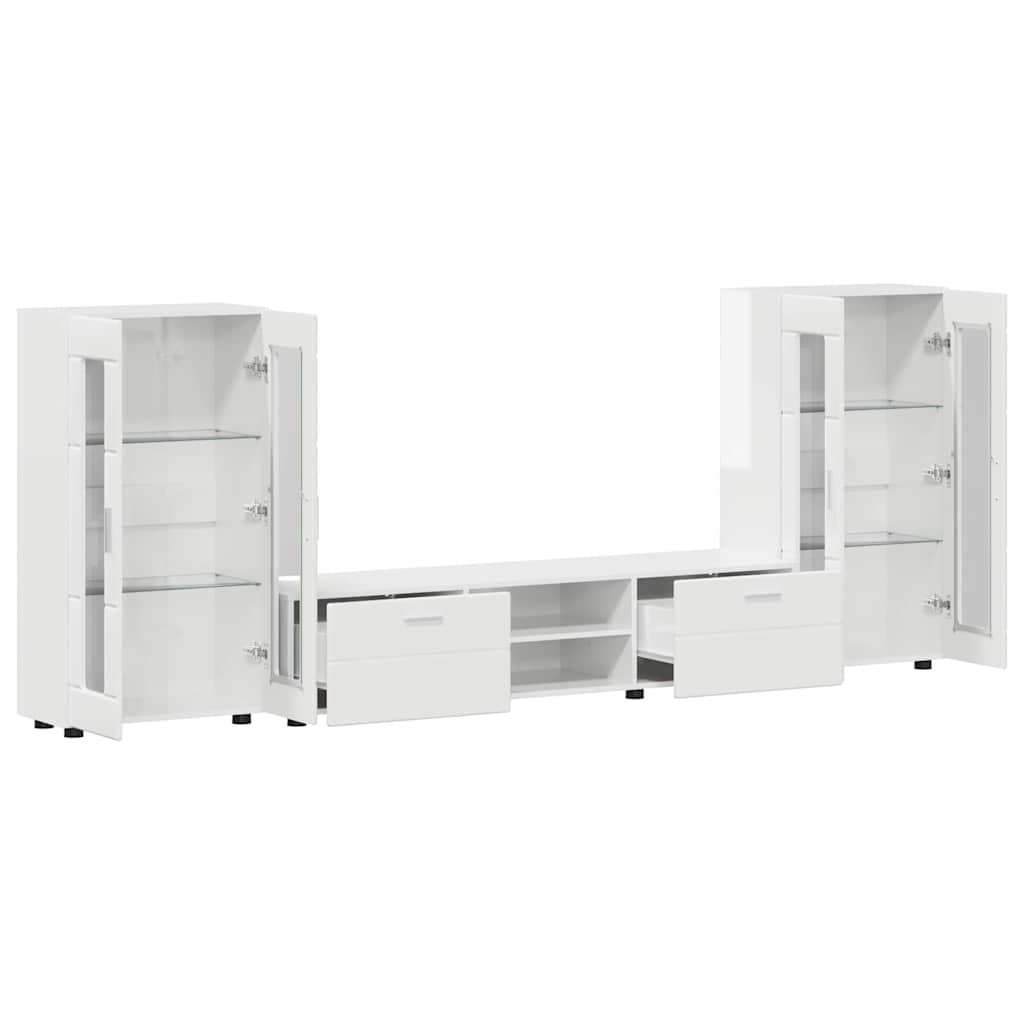 vidaXL TV Cabinet Set FLORIN 3 pcs High Gloss White Engineered Wood