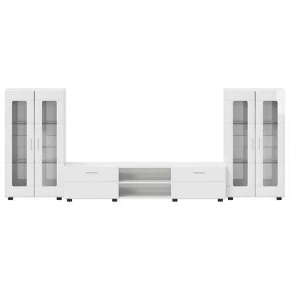 vidaXL TV Cabinet Set FLORIN 3 pcs High Gloss White Engineered Wood