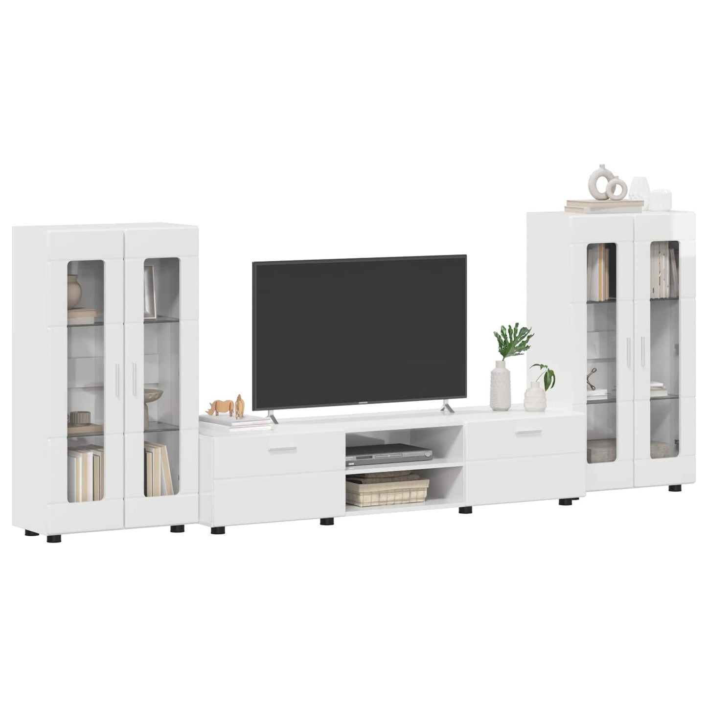 vidaXL TV Cabinet Set FLORIN 3 pcs High Gloss White Engineered Wood