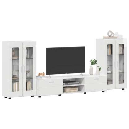 vidaXL TV Cabinet Set FLORIN 3 pcs High Gloss White Engineered Wood