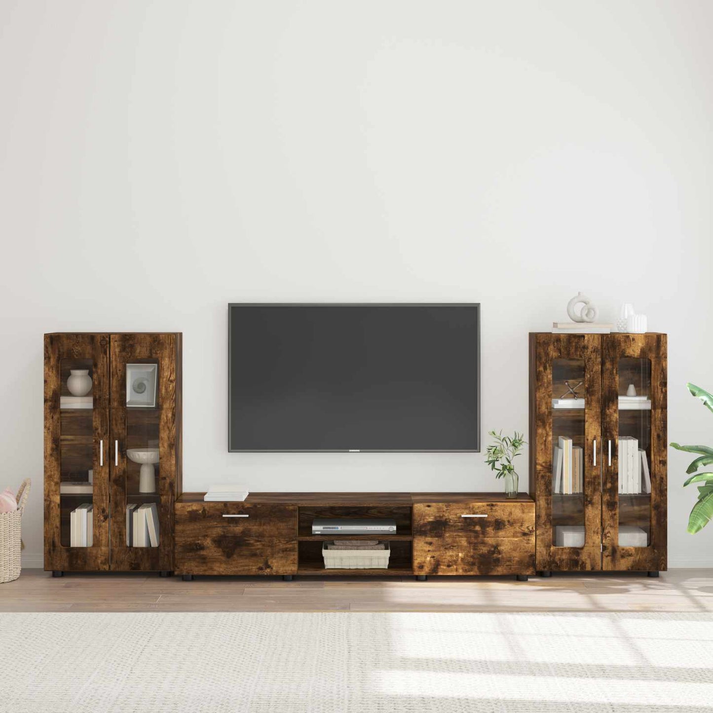 vidaXL TV Cabinet Set FLORIN 3 pcs Smoked Oak Engineered Wood