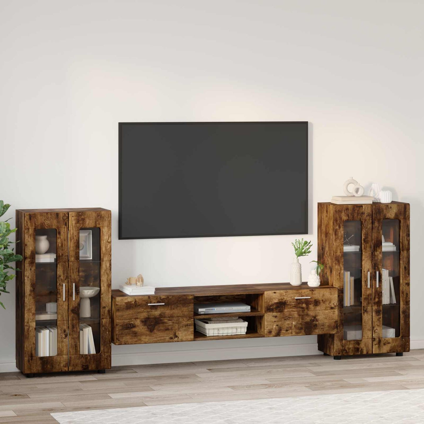 vidaXL TV Cabinet Set FLORIN 3 pcs Smoked Oak Engineered Wood