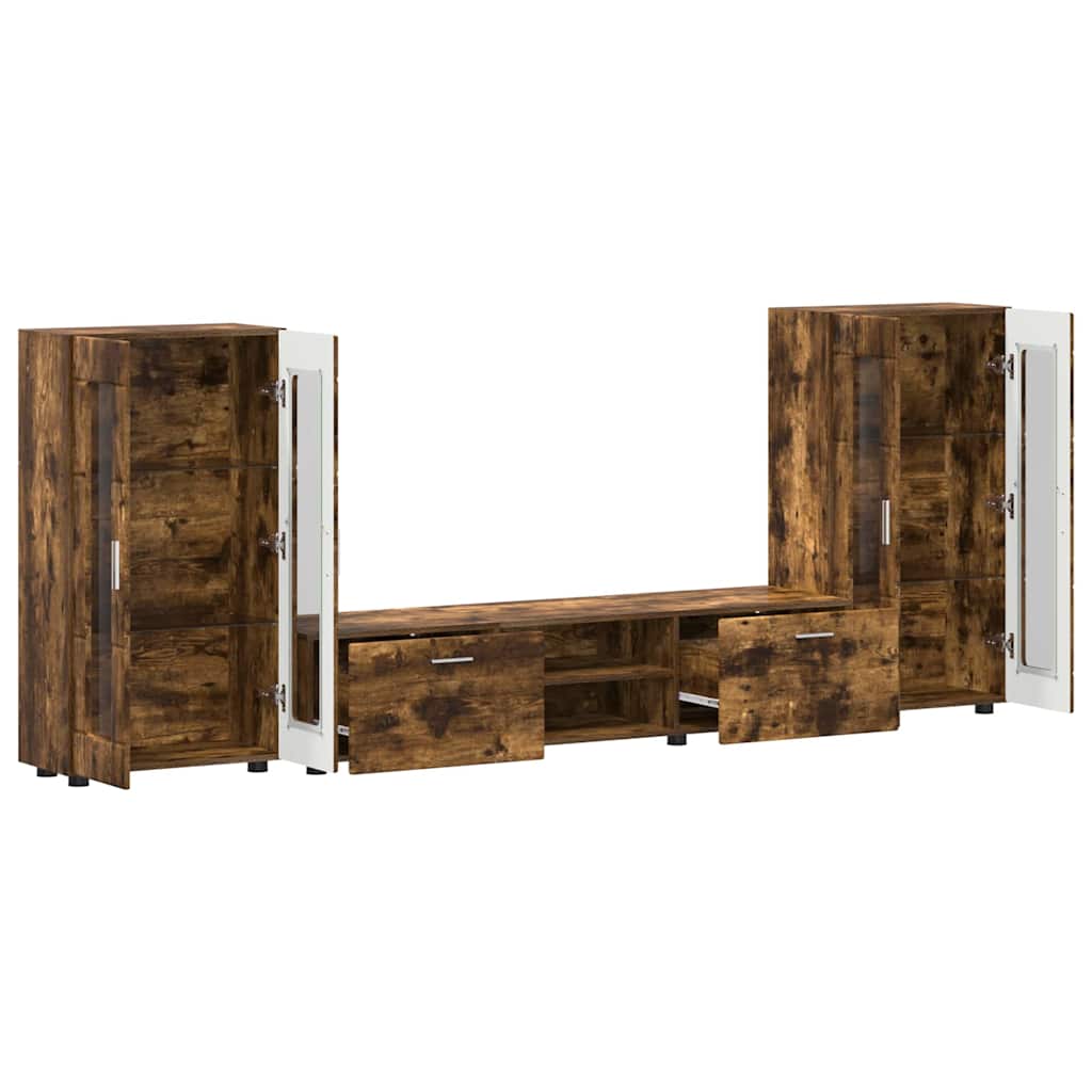 vidaXL TV Cabinet Set FLORIN 3 pcs Smoked Oak Engineered Wood