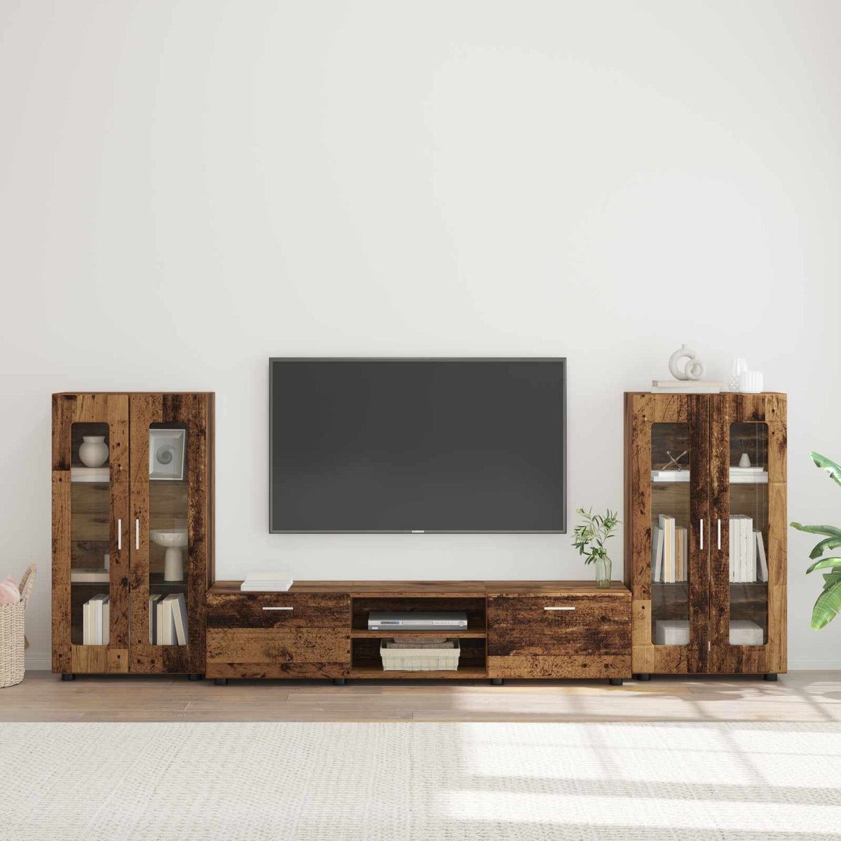 vidaXL TV Cabinet Set FLORIN 3 pcs Old Wood Engineered Wood