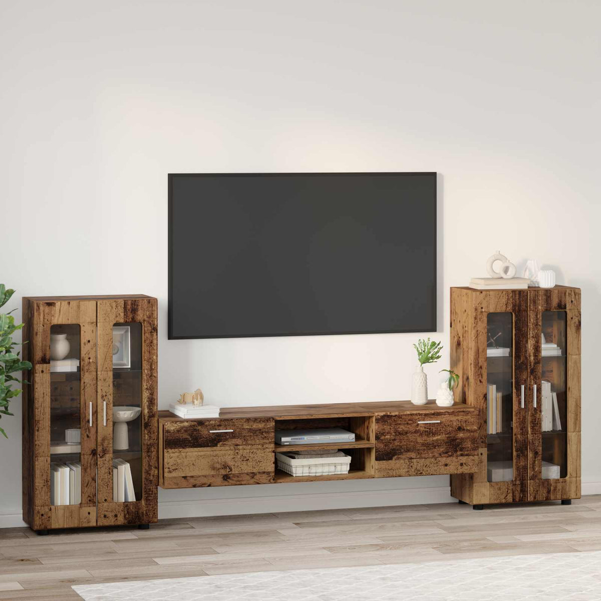 vidaXL TV Cabinet Set FLORIN 3 pcs Old Wood Engineered Wood