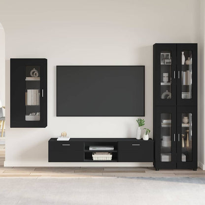 vidaXL TV Cabinet Set FLORIN 3 pcs Black Engineered Wood