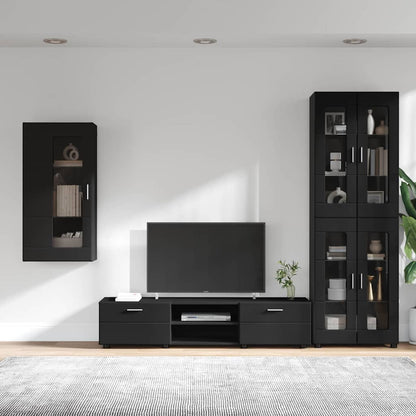 vidaXL TV Cabinet Set FLORIN 3 pcs Black Engineered Wood